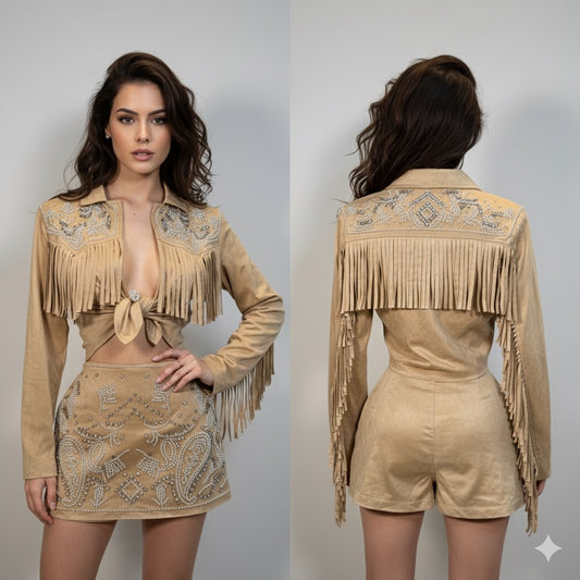 Conjunto gamuza beige