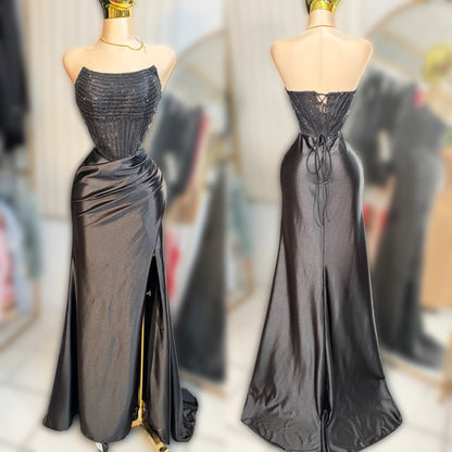 Vestido negro corset falda licra 🖤✨