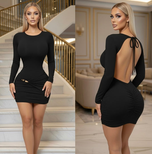 Vestido negro doble licra con dije 🖤✨