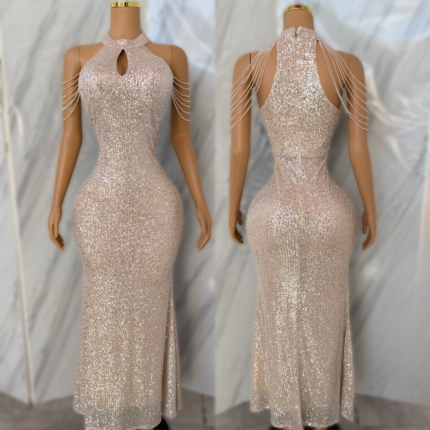 Vestido champagne lentejuelas ✨🤍