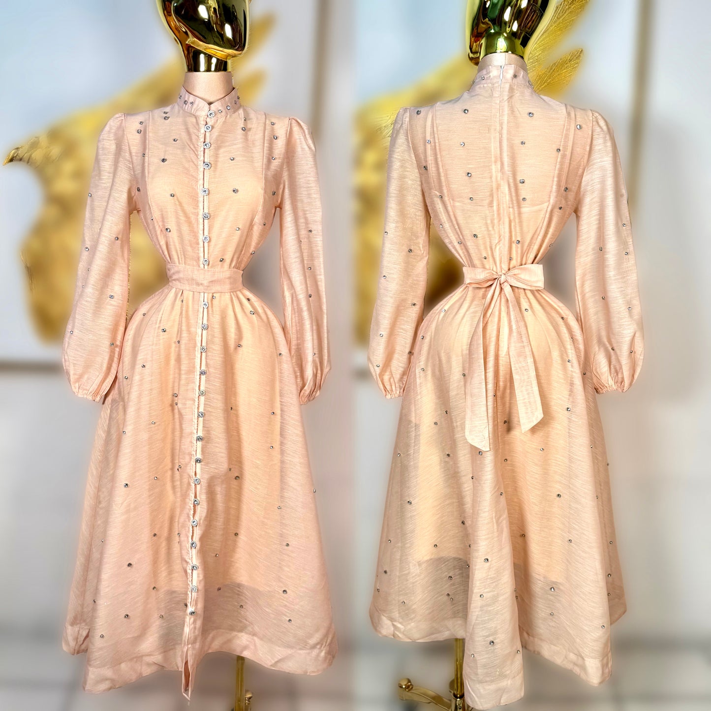 Vestido melón pedrería