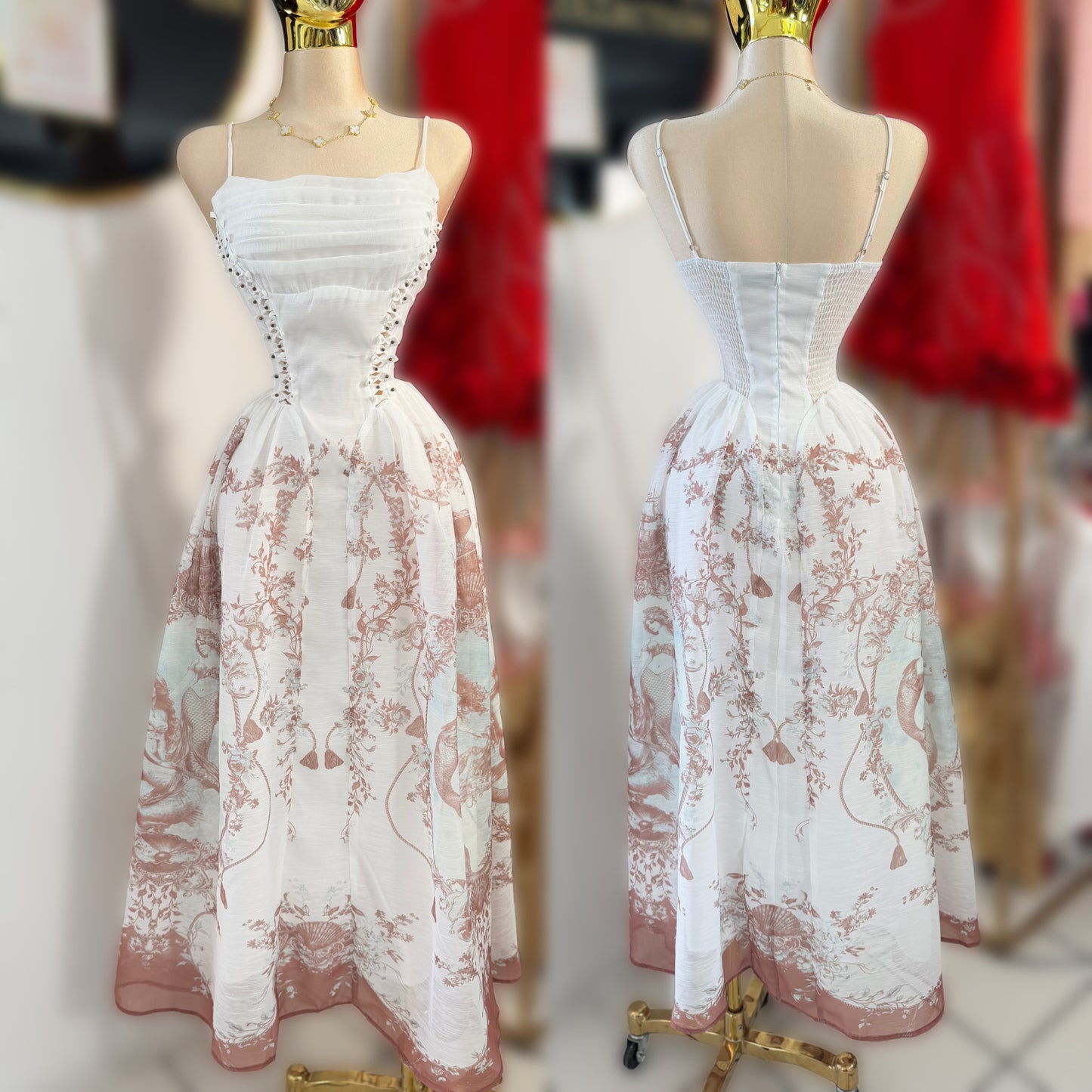 Vestido blanco/café lino 🤍🤎
