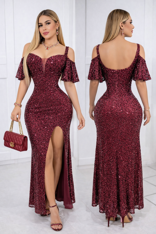 Vestido tinto lentejuelas ❤️