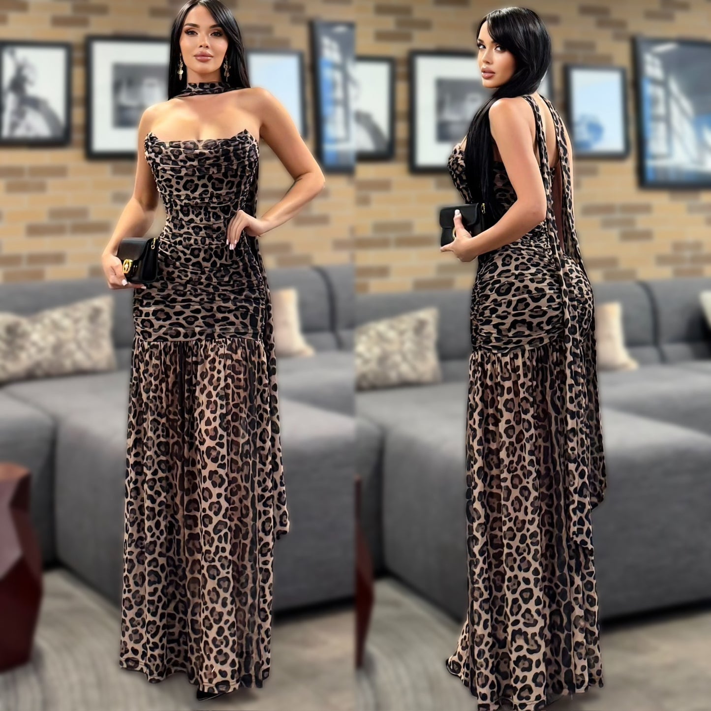 Vestido animal print mesh 🤎