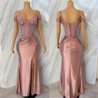 Vestido rosa palo glitter corset