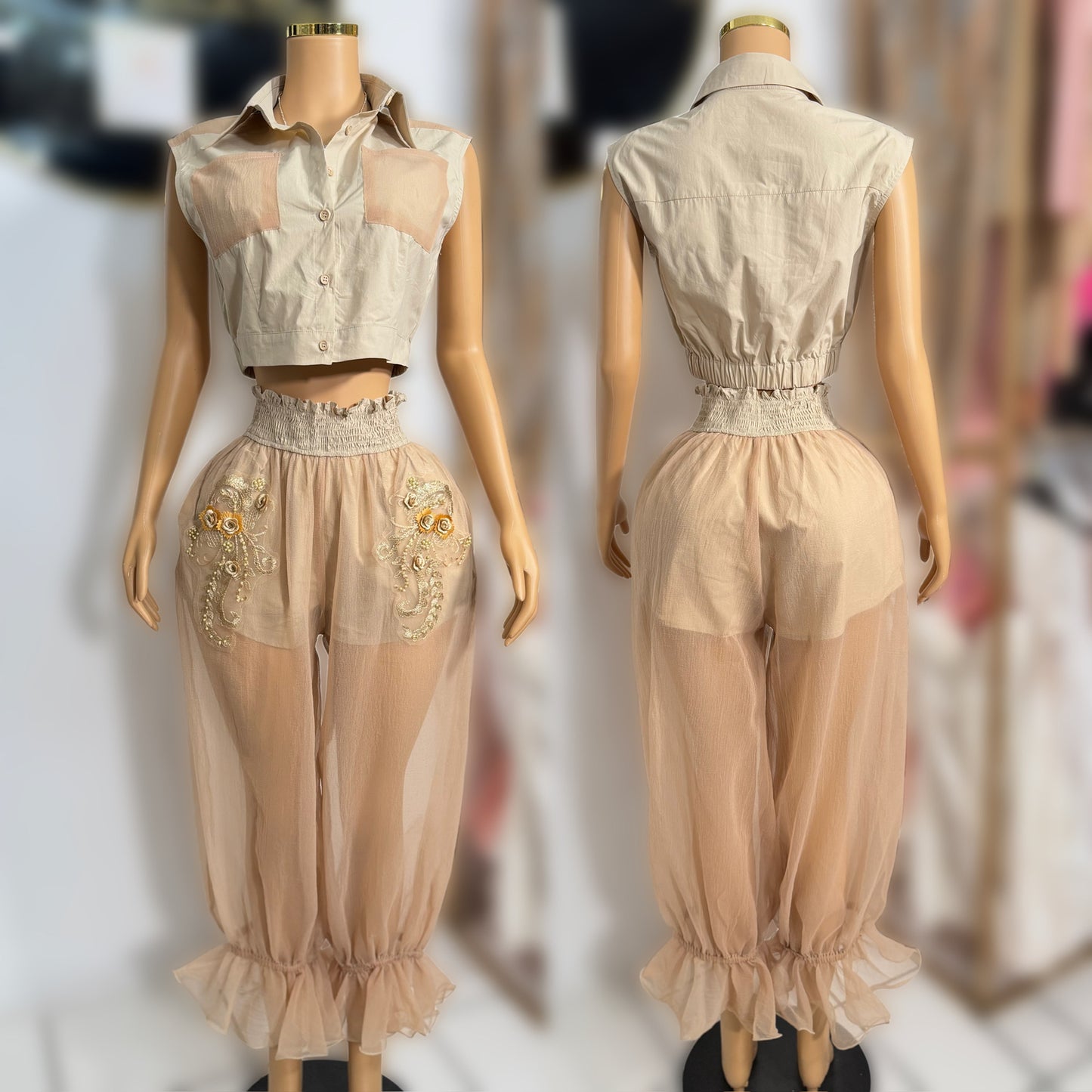 Conjunto beige bordado ✨
