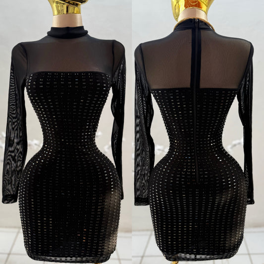 vestido pedrería negro 🖤