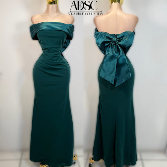 Vestido verde esmeralda moño 💚