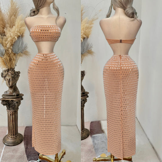 Set pedrería top y falda