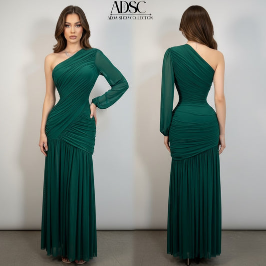 Vestido verde mesh asimétrico 💚