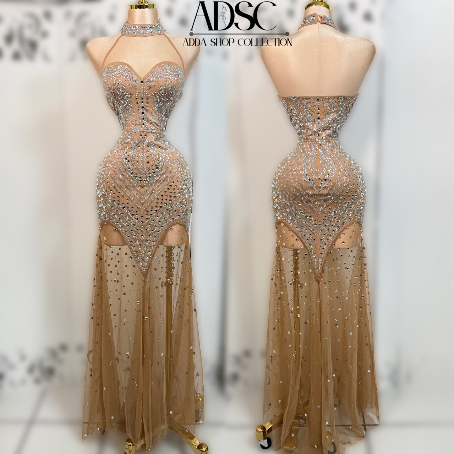 Vestido beige pedrería ✨