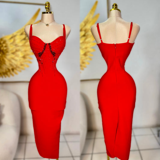 Vestido rojo bandage pedrería ❤️