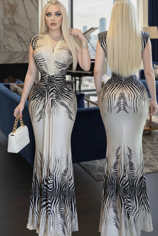 Vestido animal print beige