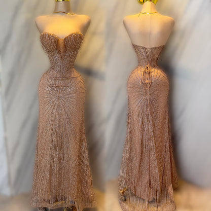 Vestido rose gold pedrería ✨