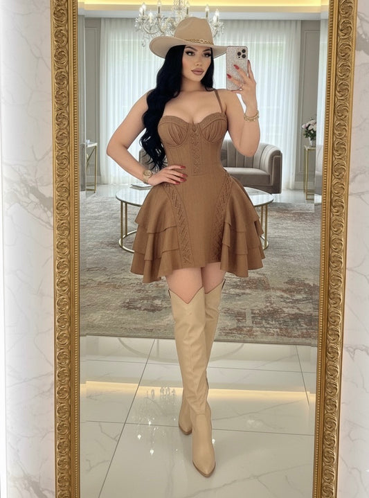 Vestido gamuza café 🤎