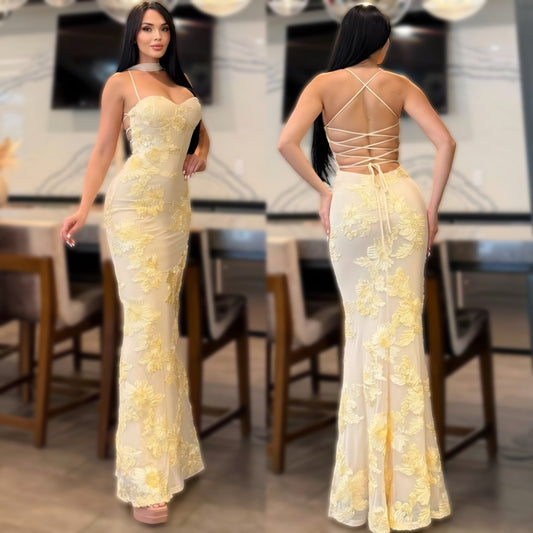 Vestido amarillo listón bordado ✨🌟