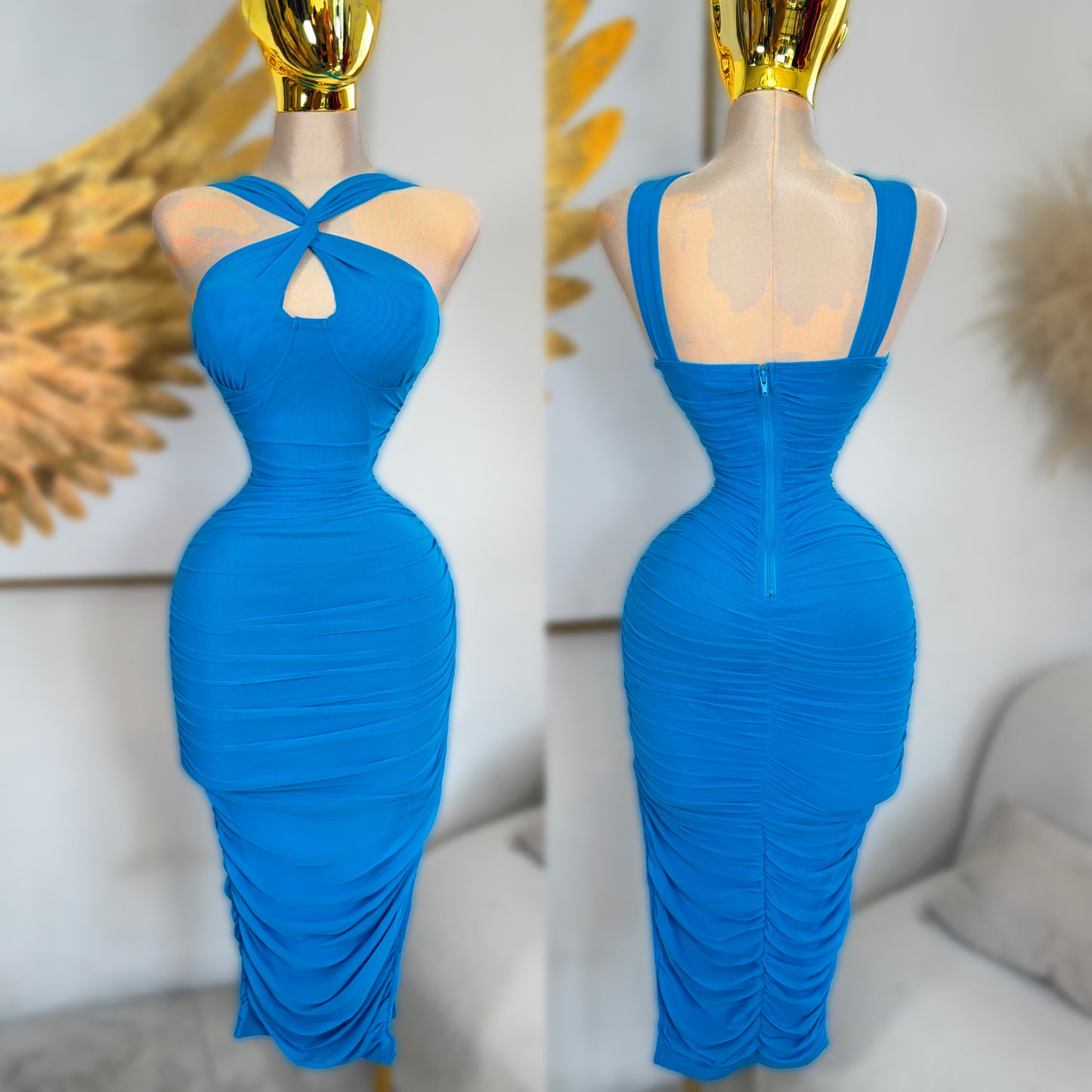 Vestido mesh azul turquesa 🩵
