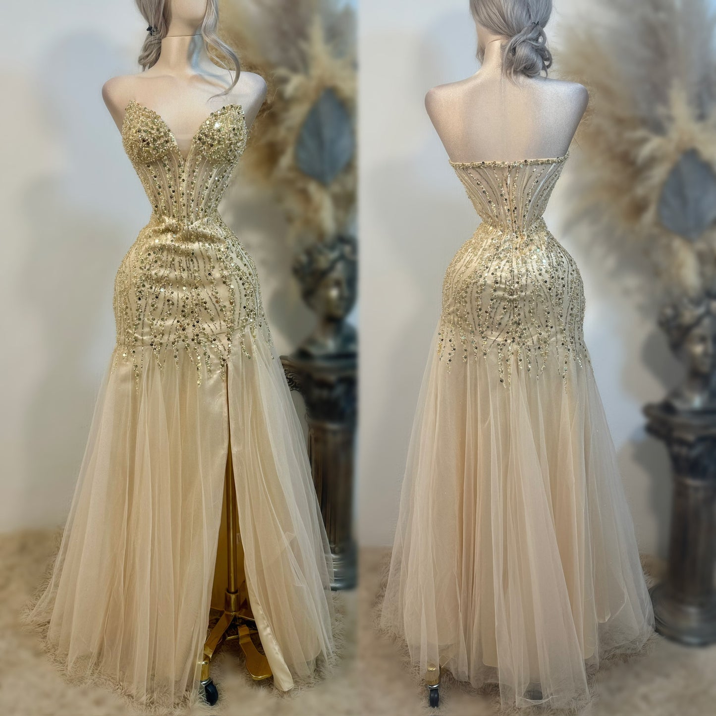 Vestido dorado lentejuelas tulle