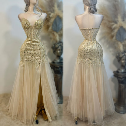 Vestido dorado lentejuelas tulle