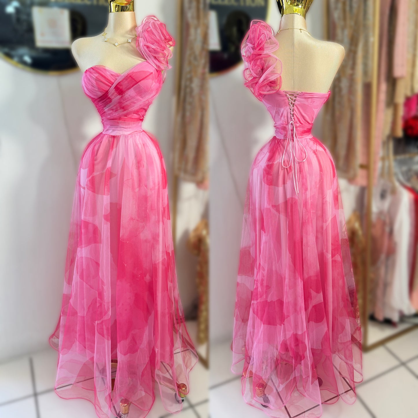 Vestido rosa tulle escarola 🩷