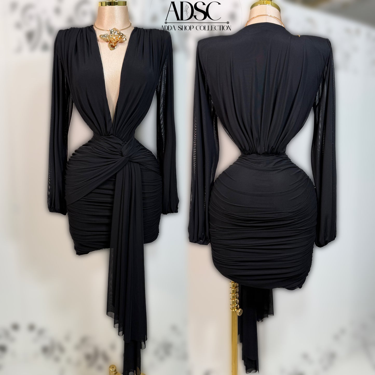 Vestido negro mesh manga larga 🖤
