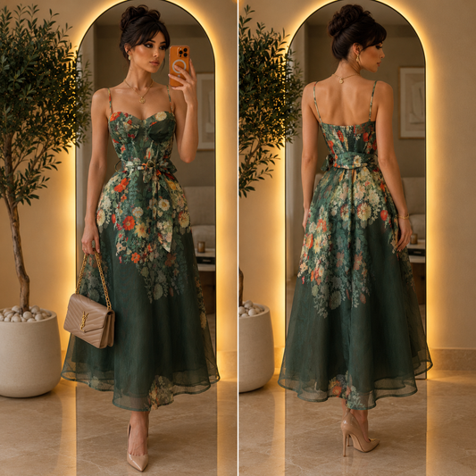 Vestido verde flores 🌺