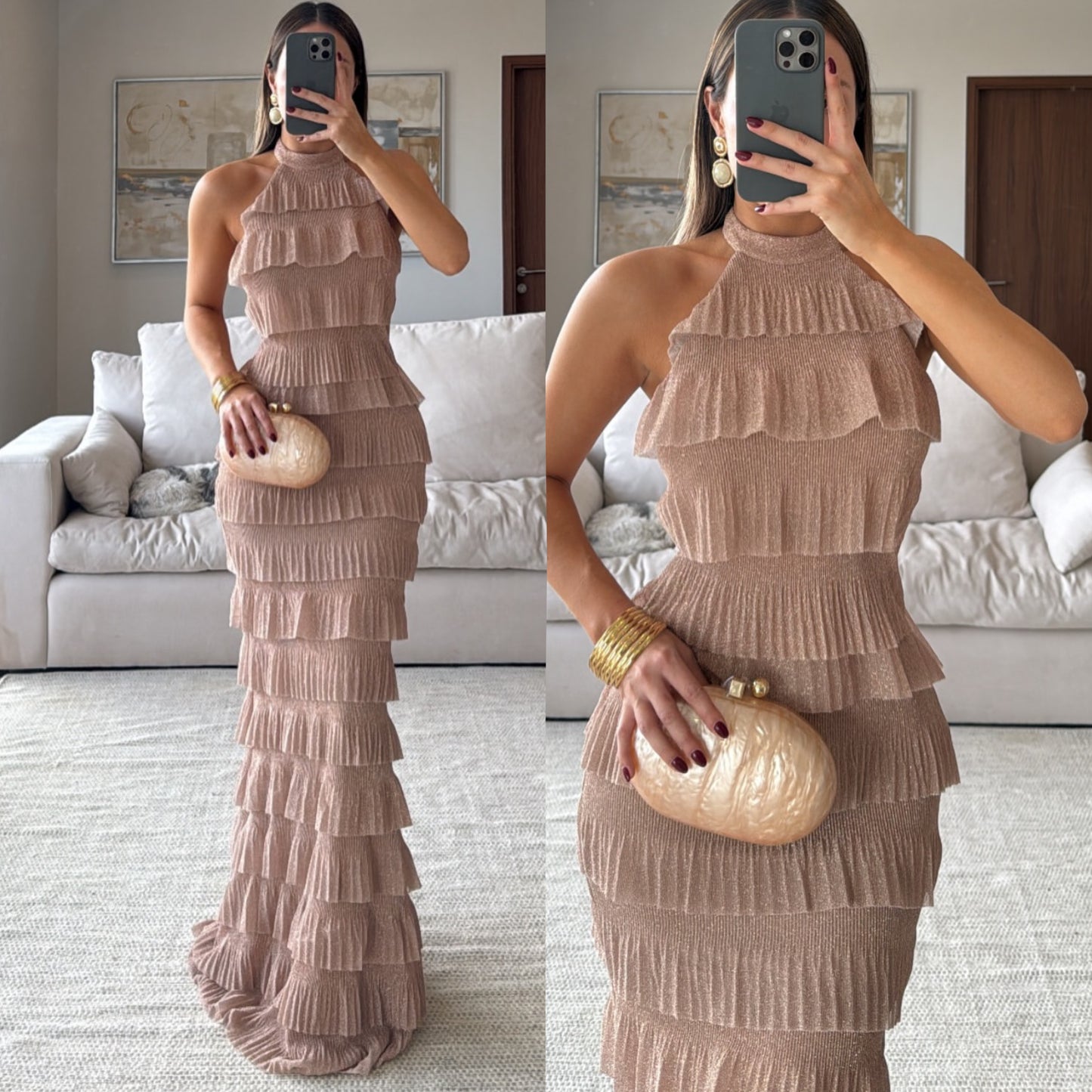 Vestido Olanes champagne ✨