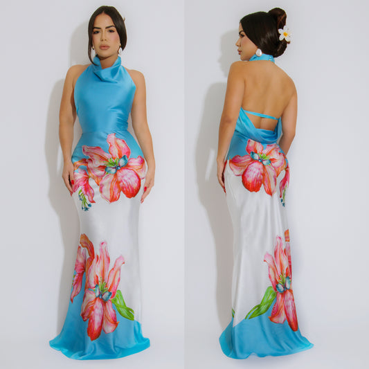 Vestido azul satín 🌸🩵