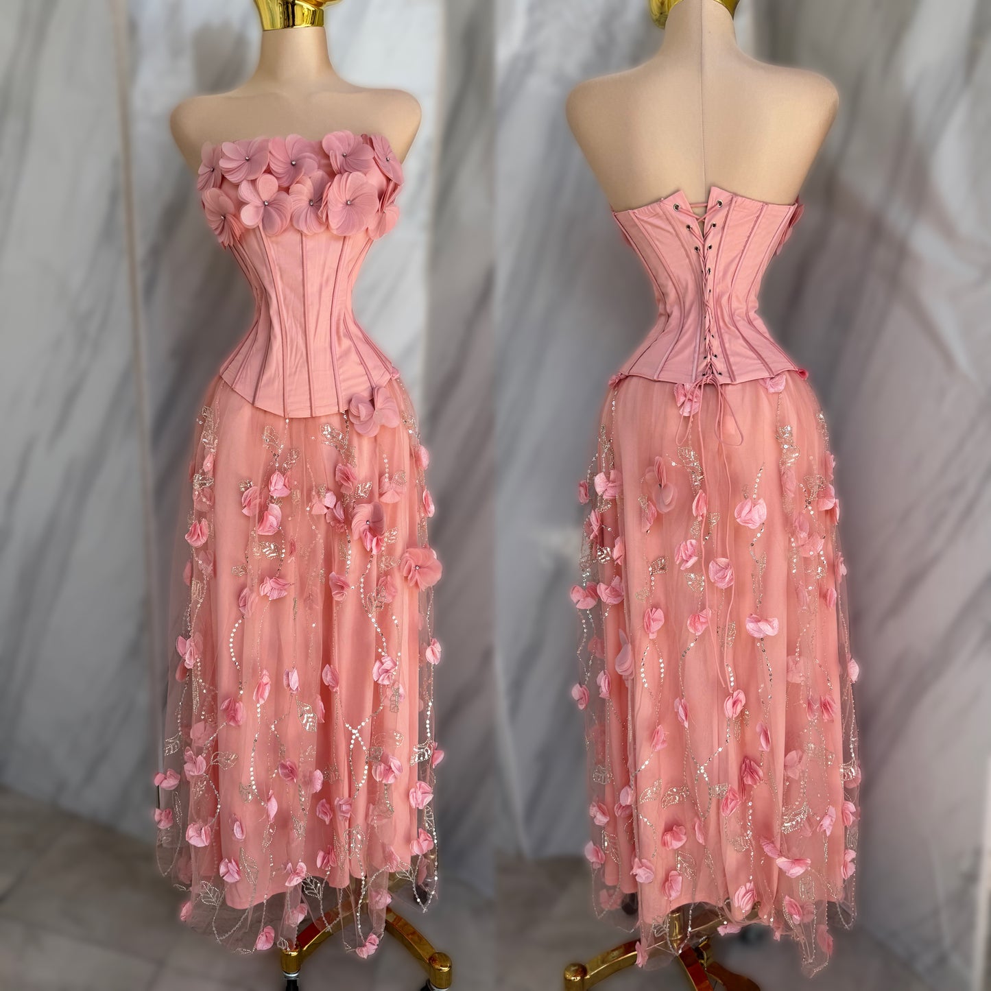 Conjunto rosa corset y falda 🩷