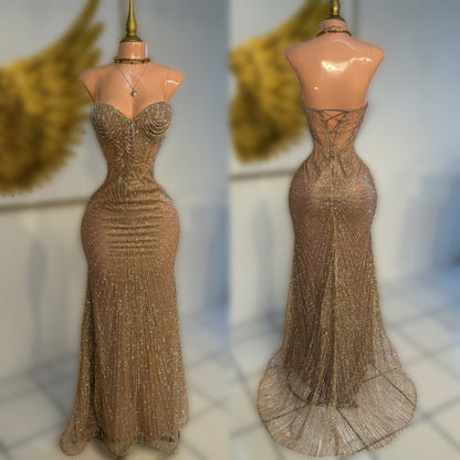 Vestido rose gold pedrería 🩷✨