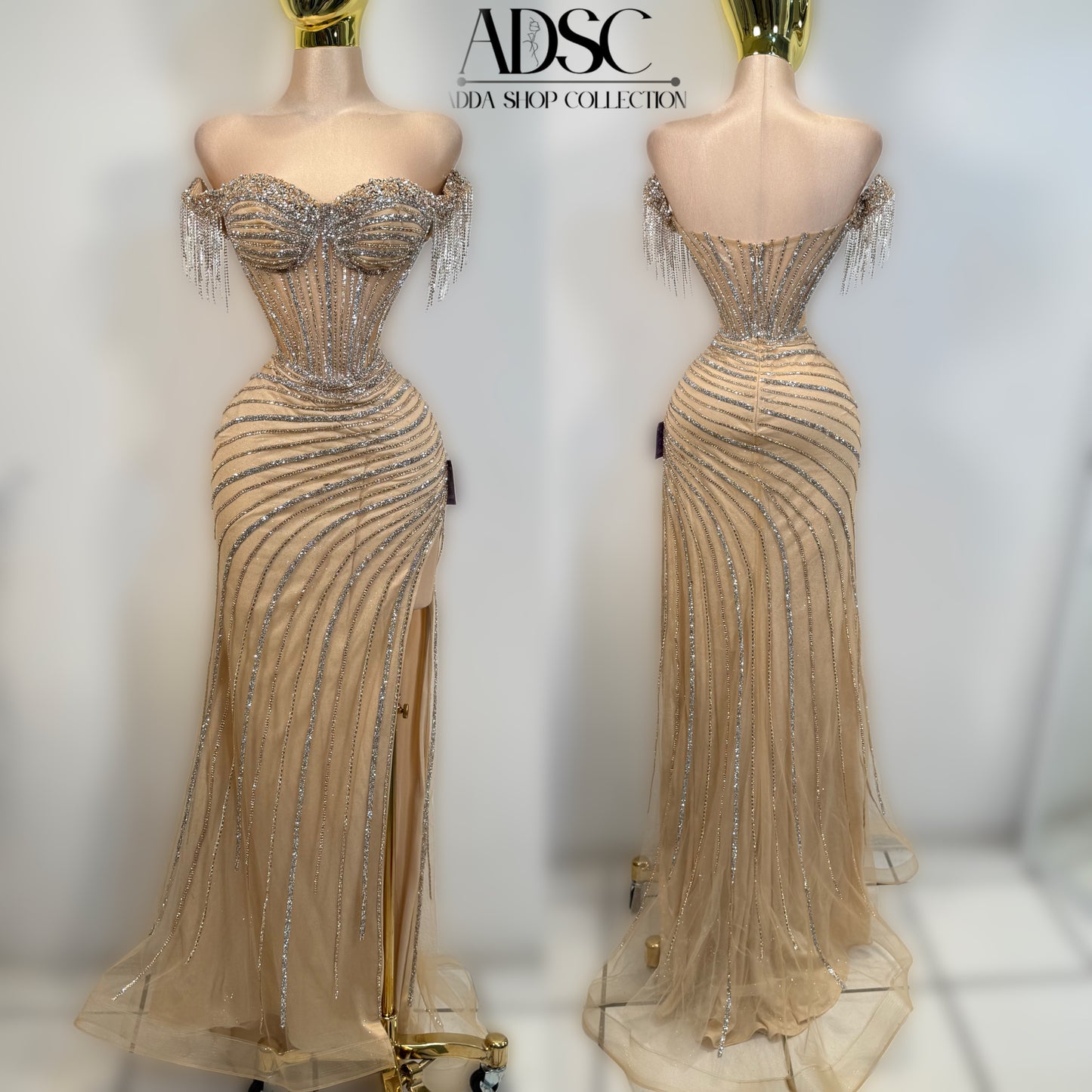Vestido dorado/plata pedrería ✨