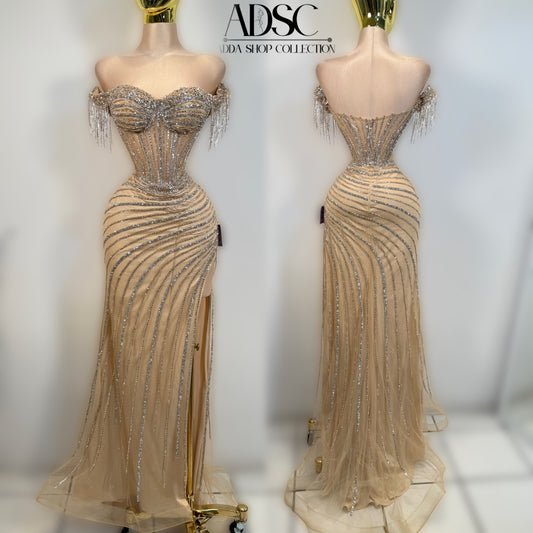 Vestido dorado/plata pedrería ✨