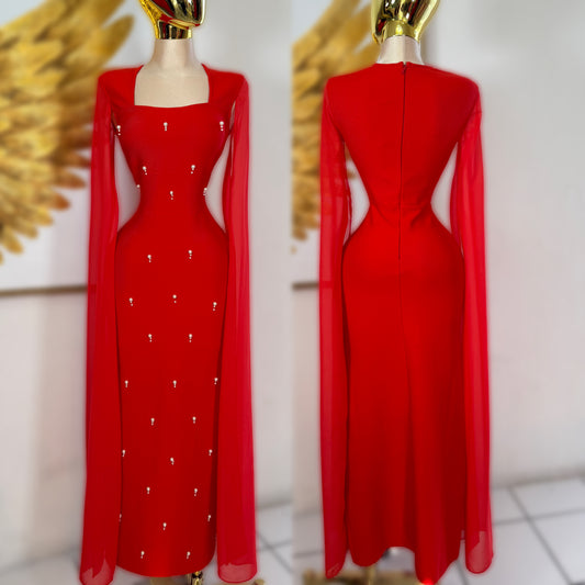 Vestido rojo bandage perlas 🌹