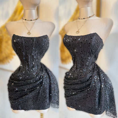 Vestido negro perlas y lentejuelas ✨🖤