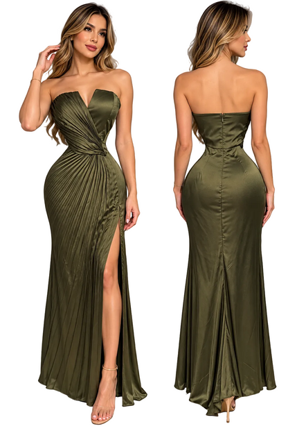 Vestido verde olivo plisado 💚