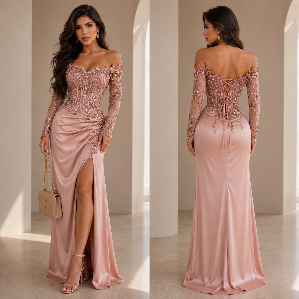 Vestido rosa satín corset 🩷