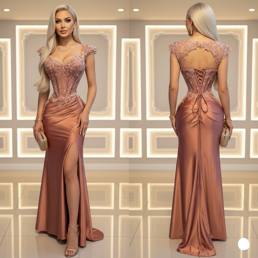 Vestido rosa pedrería y bordados ✨🩷