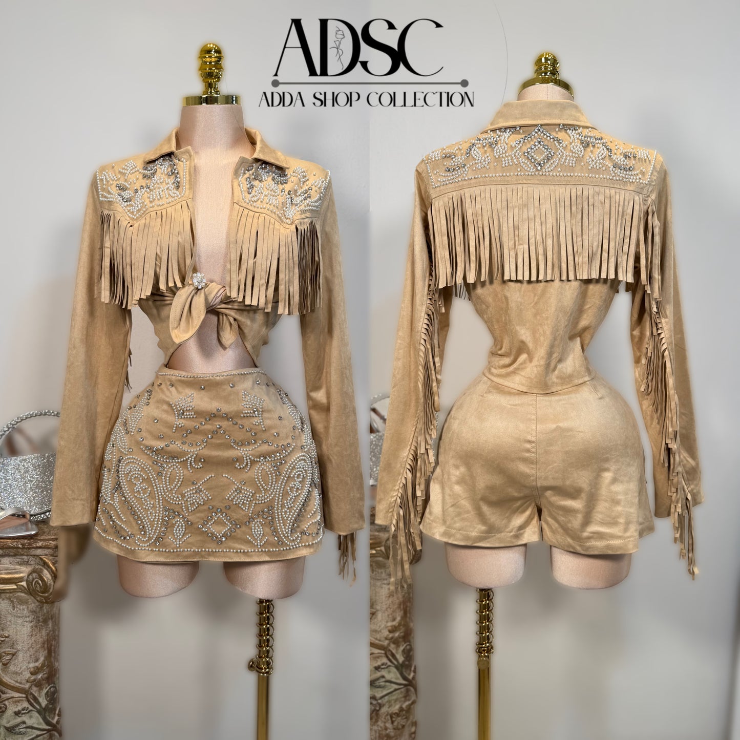 Conjunto gamuza beige
