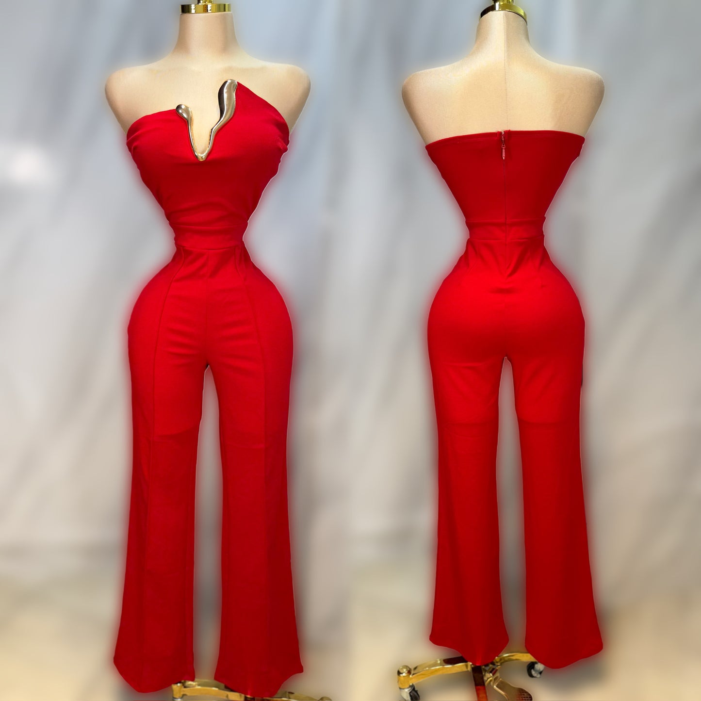 Palazzo rojo strapless ❤️
