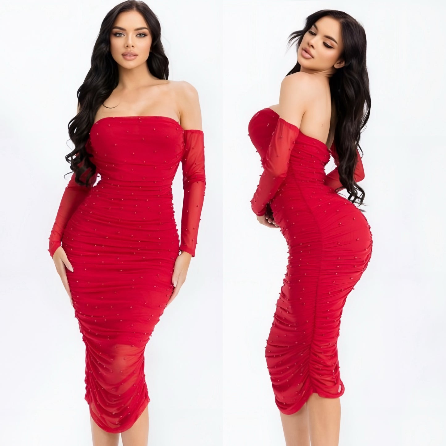 Vestido rojo perlas ❤️