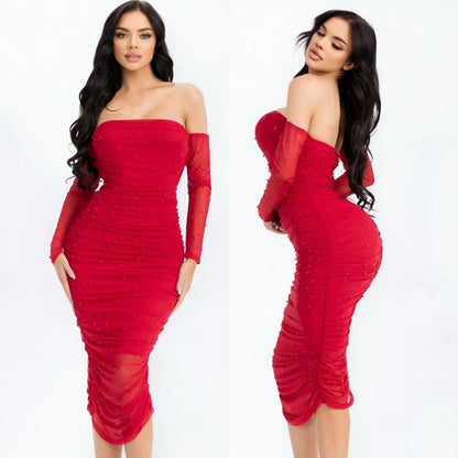 Vestido rojo perlas ❤️