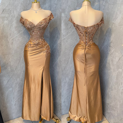 Vestido dorado glitter corset ✨