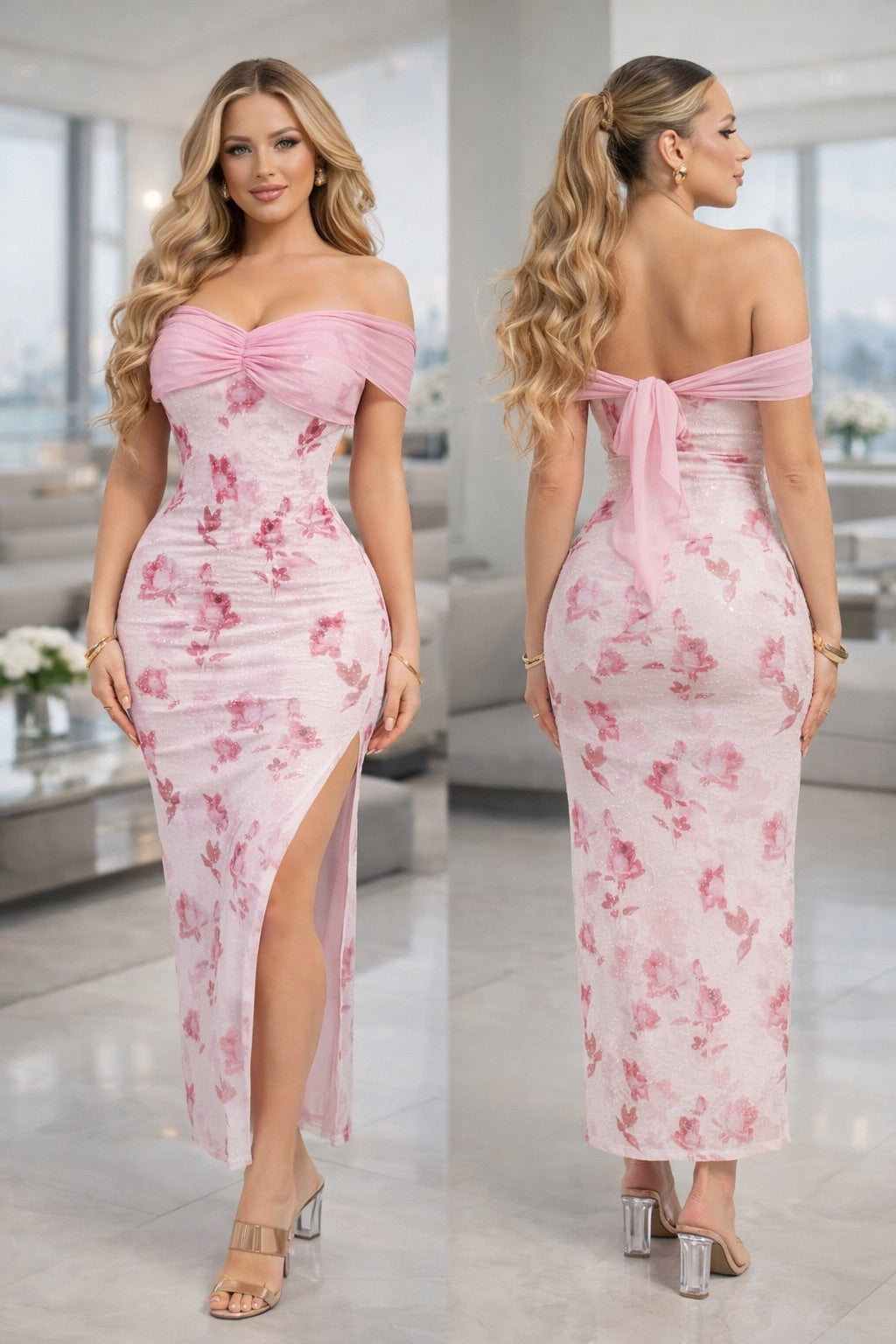 Vestido rosa canutillo 🩷