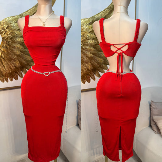 Vestido rojo escote en espalda