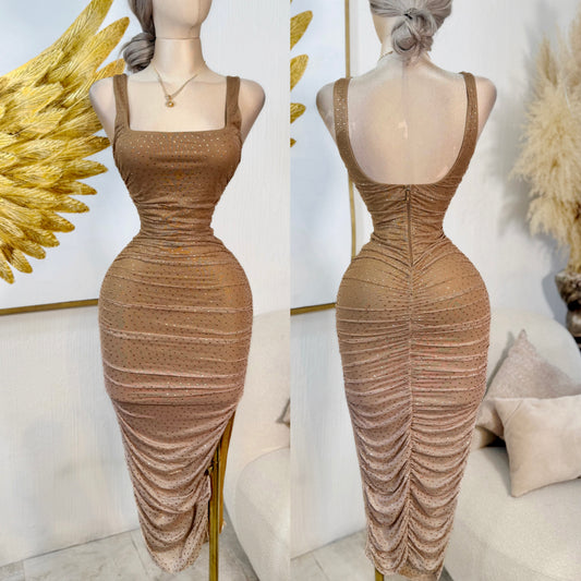 Vestido café/nude degradado ✨