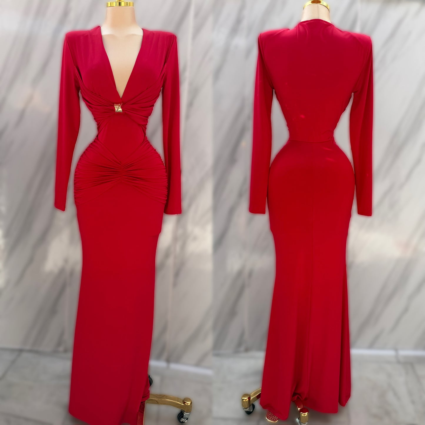 Vestido rojo licra broche dorado ❤️