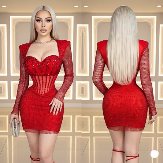 Vestido rojo pedrería ❤️