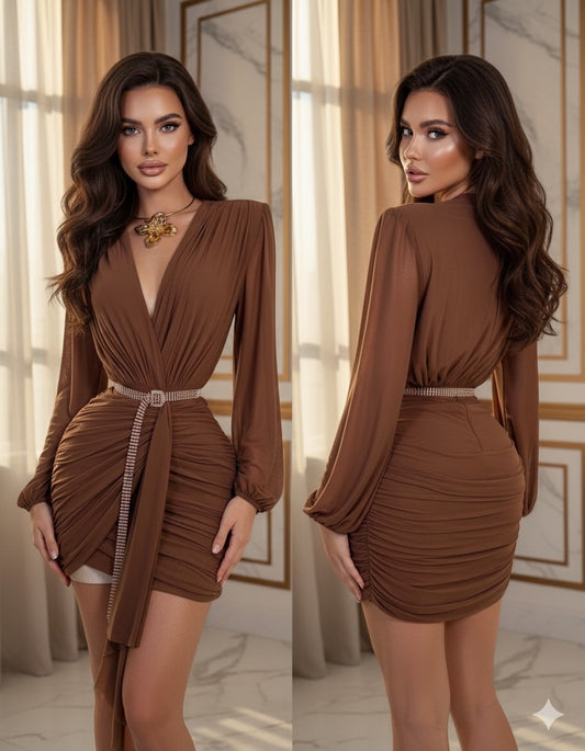 Vestido café manga larga 🤎