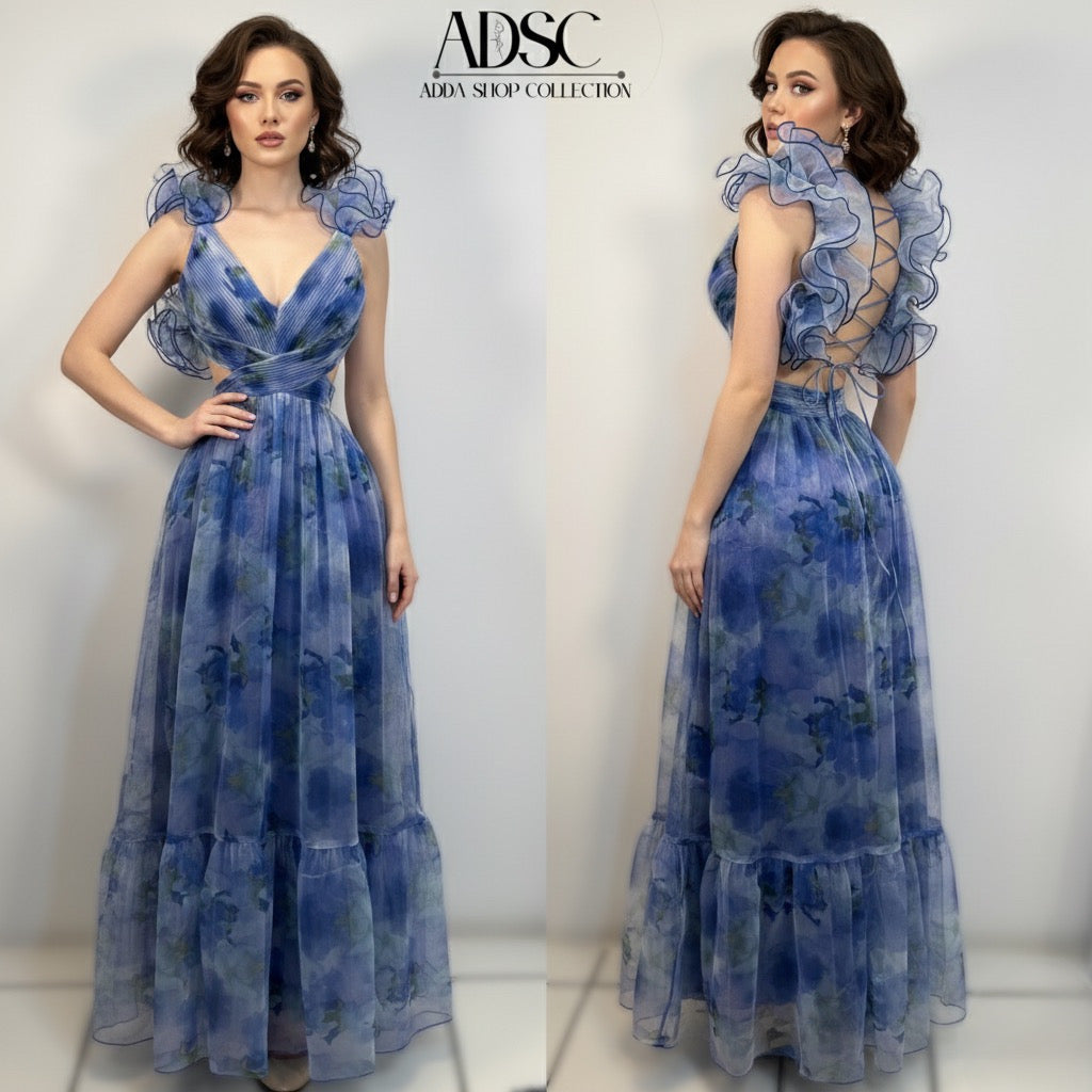 Vestido azul organza 💙