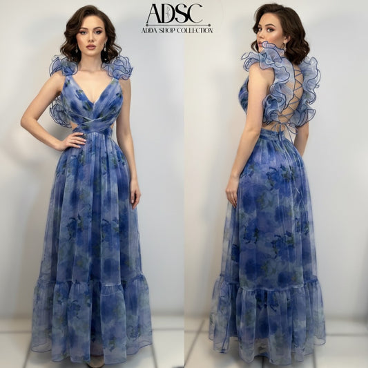 Vestido azul organza 💙